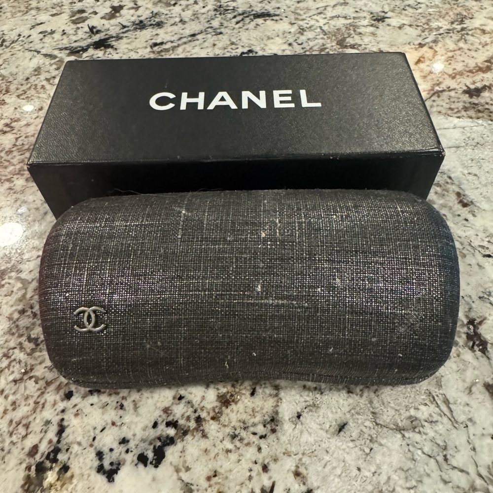 Chanel black glasses case with box